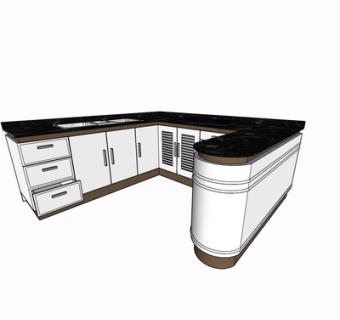 现代实木橱柜su模型