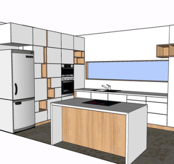 现代实木橱柜su模型
