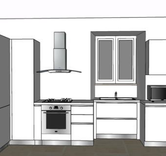 现代实木橱柜su模型