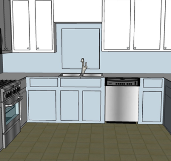 现代实木橱柜su模型