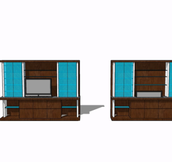现代实木电视柜su模型