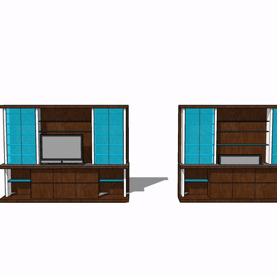 现代实木电视柜su模型