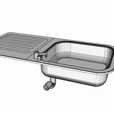 现代金属水槽su模型