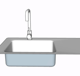 现代金属水槽su模型