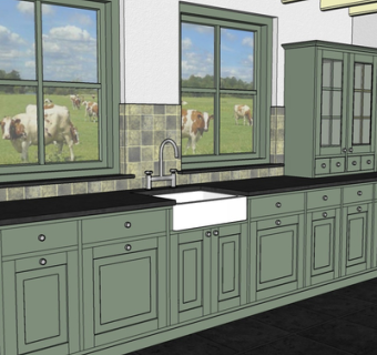 简欧实木橱柜su模型