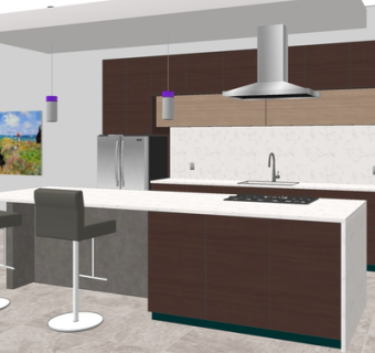 现代实木橱柜su模型