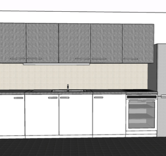 现代实木橱柜su模型