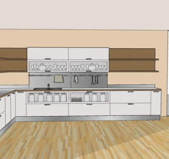 现代实木橱柜su模型