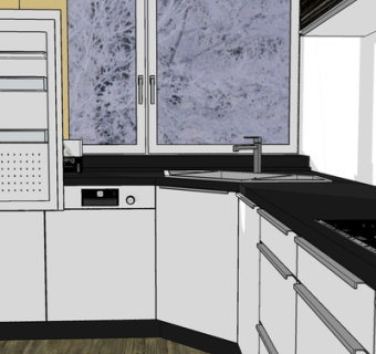 现代实木橱柜su模型