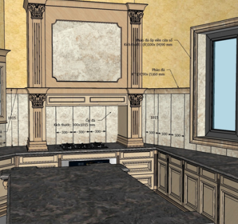 简欧实木橱柜su模型