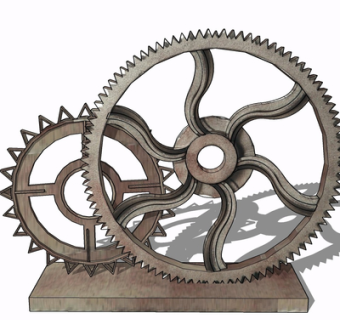 工业风齿轮摆件su模型