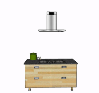 现代实木灶台su模型