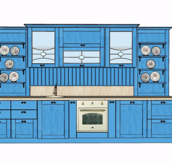 现代实木橱柜su模型