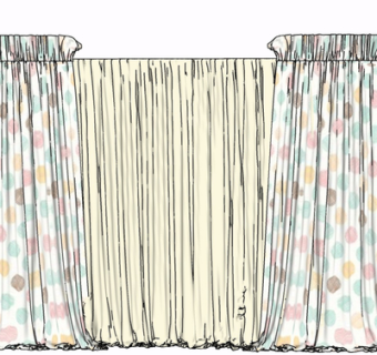 现代布艺窗帘su模型