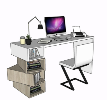 现代书桌椅su模型