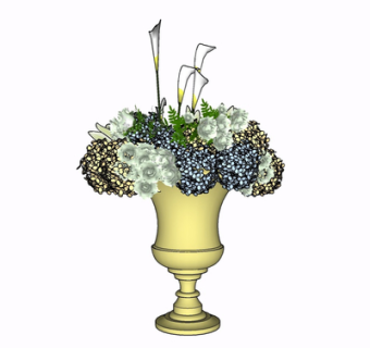 现代花瓶花卉su模型