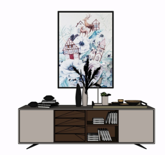 现代实木边柜su模型