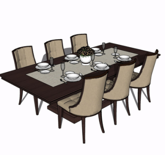 现代餐桌椅su模型