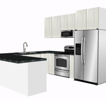 现代实木橱柜su模型