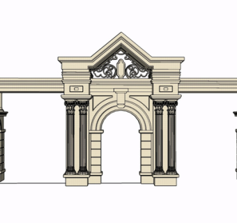 欧式大门su模型