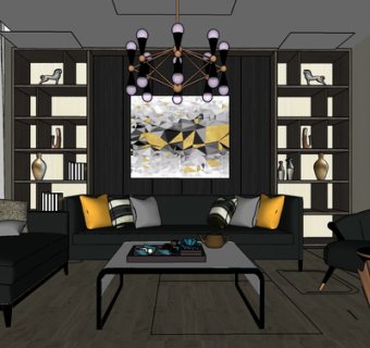 现代布艺组合沙发su模型