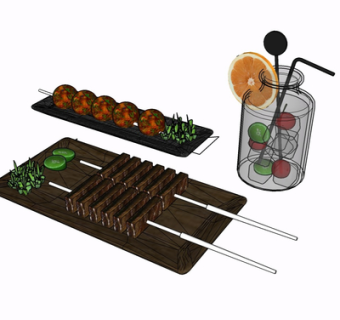 现代烧烤饮料su模型