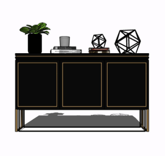 现代实木边柜su模型