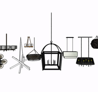 现代金属吊灯su模型