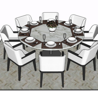 现代餐桌椅su模型