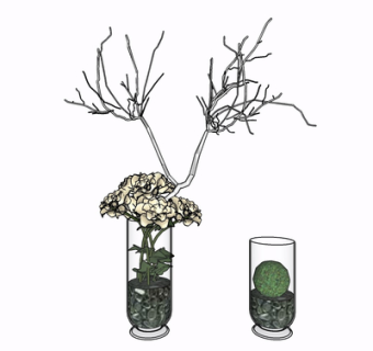 现代花瓶花卉su模型