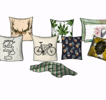 现代布艺抱枕su模型