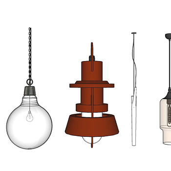 现代金属吊灯su模型