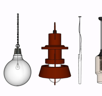 现代金属吊灯su模型
