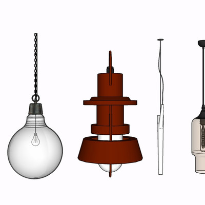 现代金属吊灯su模型