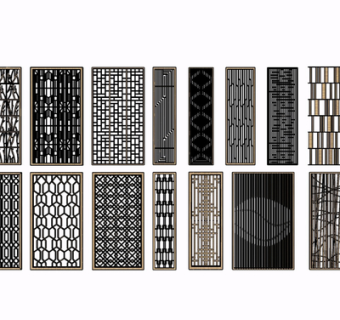 现代镂空隔断su模型