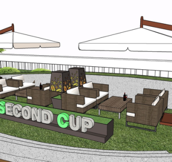 现代藤编休闲桌椅su模型