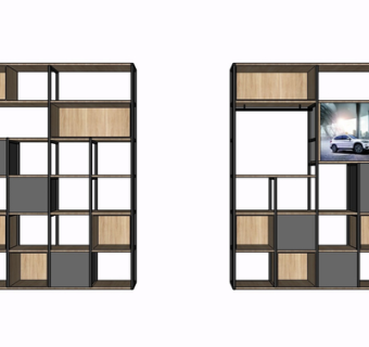 现代实木装饰架su模型