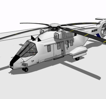 现代直升机su模型