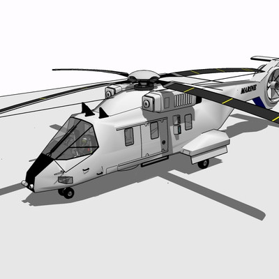 现代直升机su模型