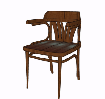 现代实木单椅su模型