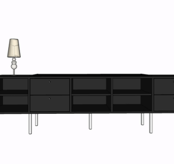 现代实木电视柜su模型
