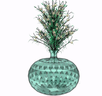 现代玻璃花瓶花卉su模型