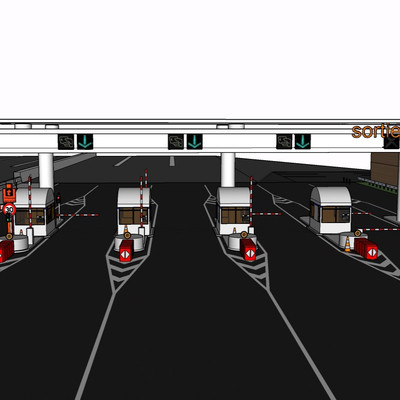 现代收费站su模型