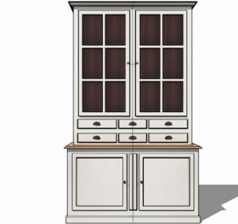 现代实木装饰柜su模型