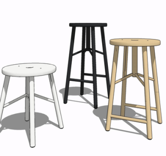 北欧实木凳子su模型