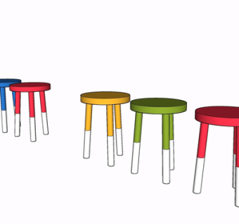 现代实木儿童凳子su模型