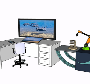 现代实木电脑桌su模型