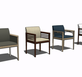 现代实木单椅su模型