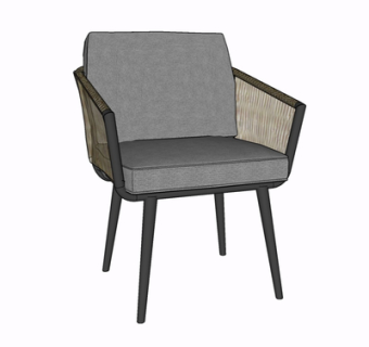 北欧布艺单椅su模型