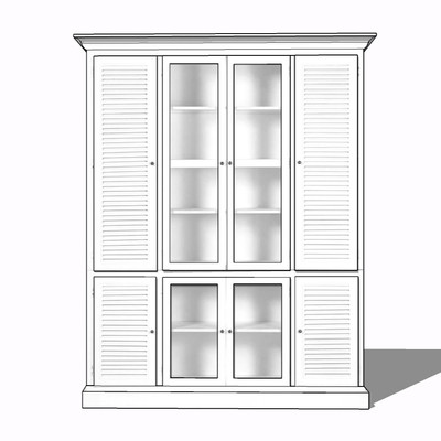 现代实木衣柜su模型